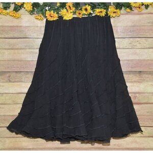 Back In The Saddle Ladies S Black A-Line Flared Midi Lined Sheer Trumpet Skirt